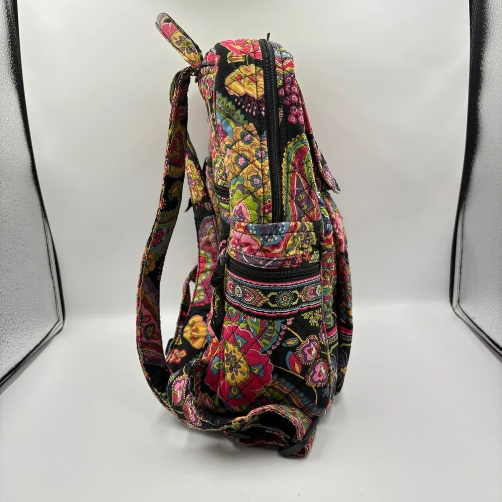 Vera Bradley Midnight Paisley‎ Quilted Cotton Backpack Floral Multi Color Bag
